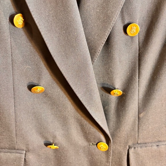 AQUASCUTUM Sz 6 Double-Breasted Blazer with Gold Buttons Shoulder Pads 100% Wool - Picture 4 of 14